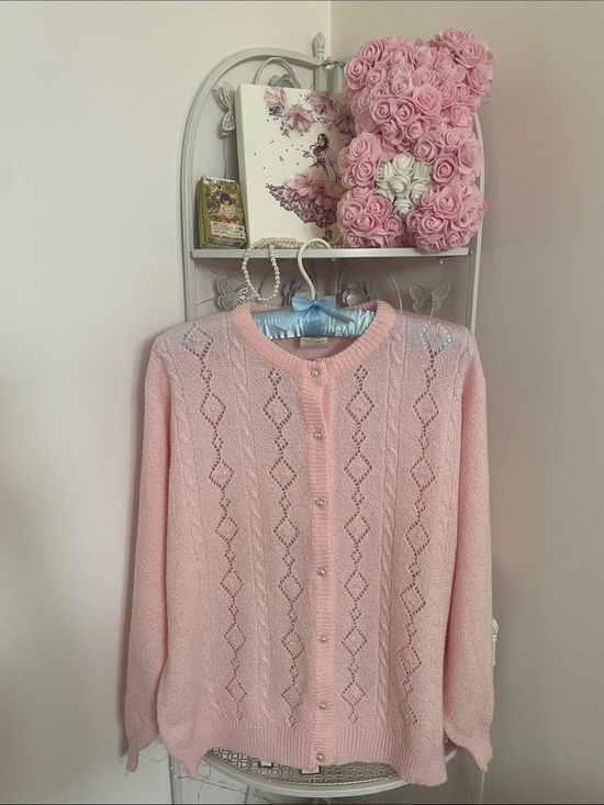 D’ALLAIRD’S Sweaters - ✨🎀 VINTAGE Pink Knit Cardigan Pearl Buttons